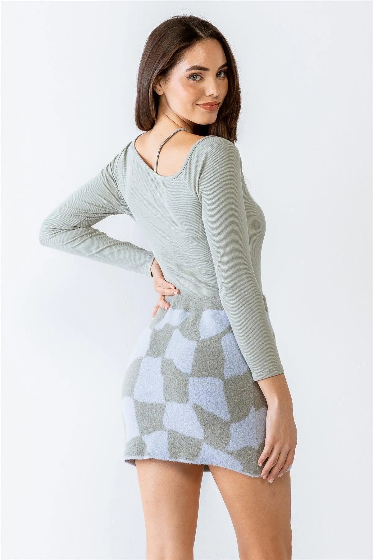 Abstract Plaid Soft-To-Touch High Waist Mini Skirt