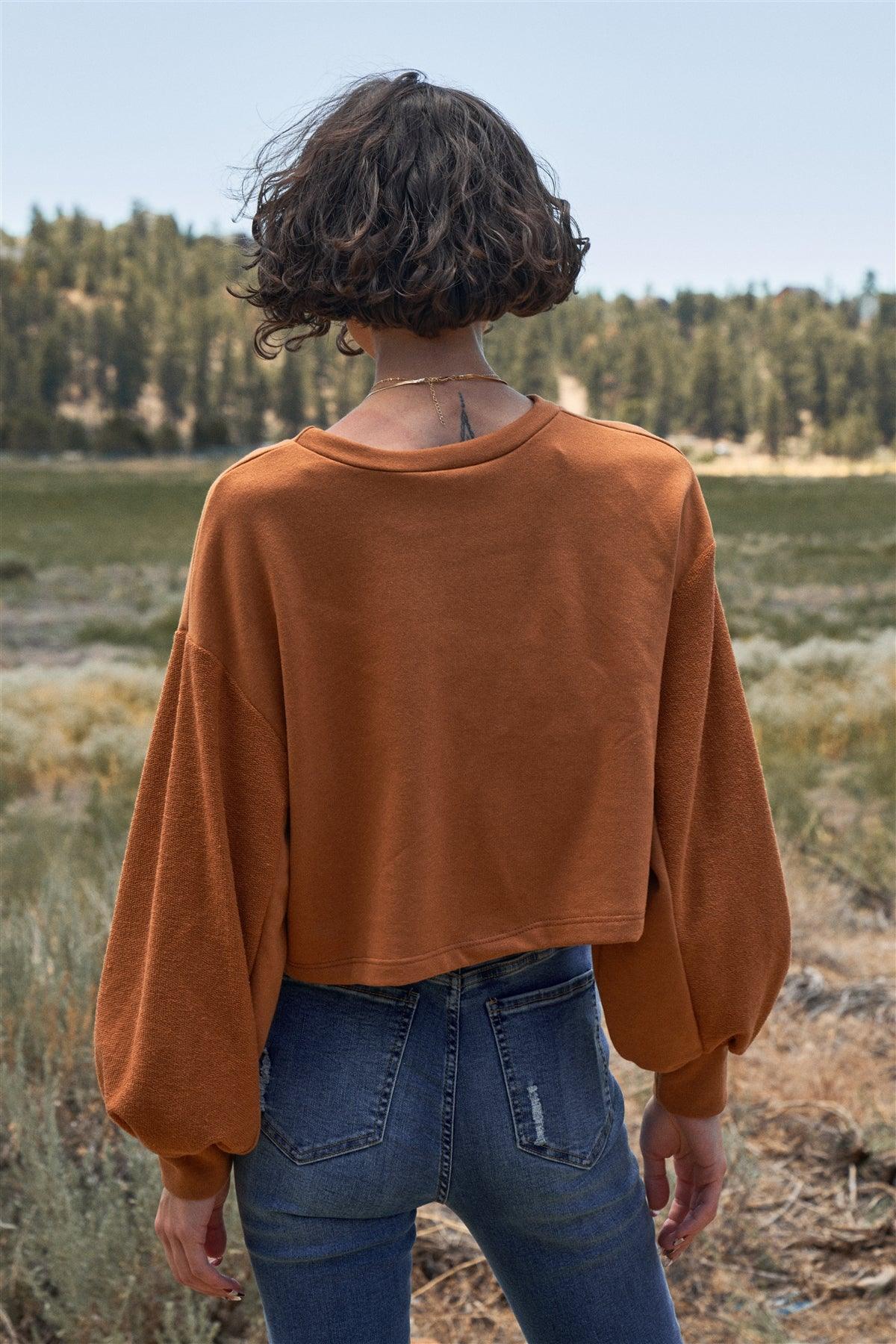 "Forever Rock 'n' Roll" Cropped Balloon Sleeve Top /3-2-1