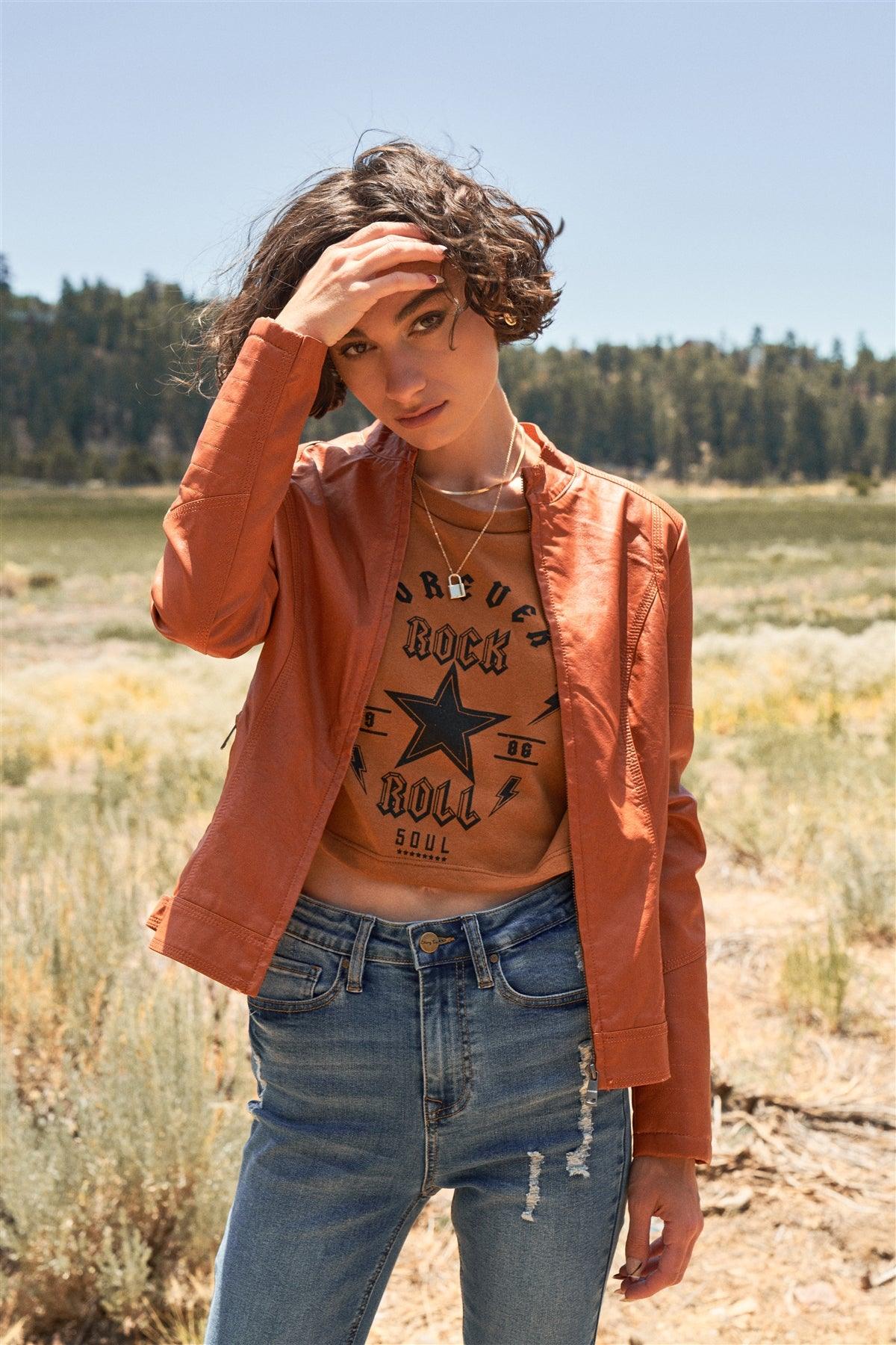"Forever Rock 'n' Roll" Cropped Balloon Sleeve Top /3-2-1
