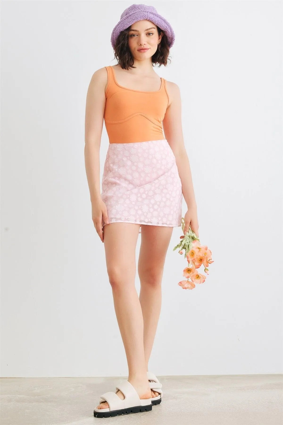 Apricot Sleeveless Square Neck Bodysuit /1-1-1