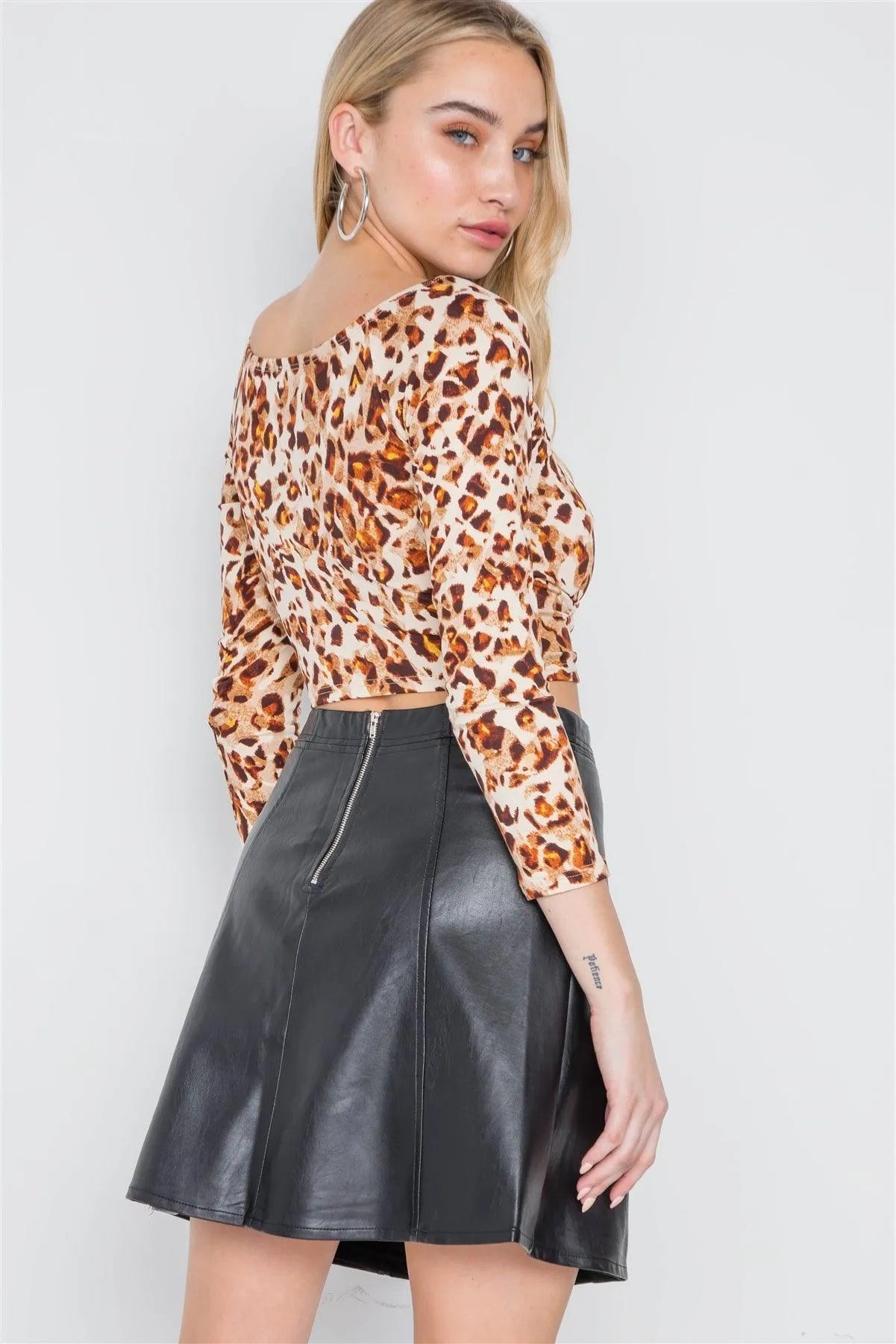 Black High-Waist Vegan Leather Mini Skirt /1-2-2