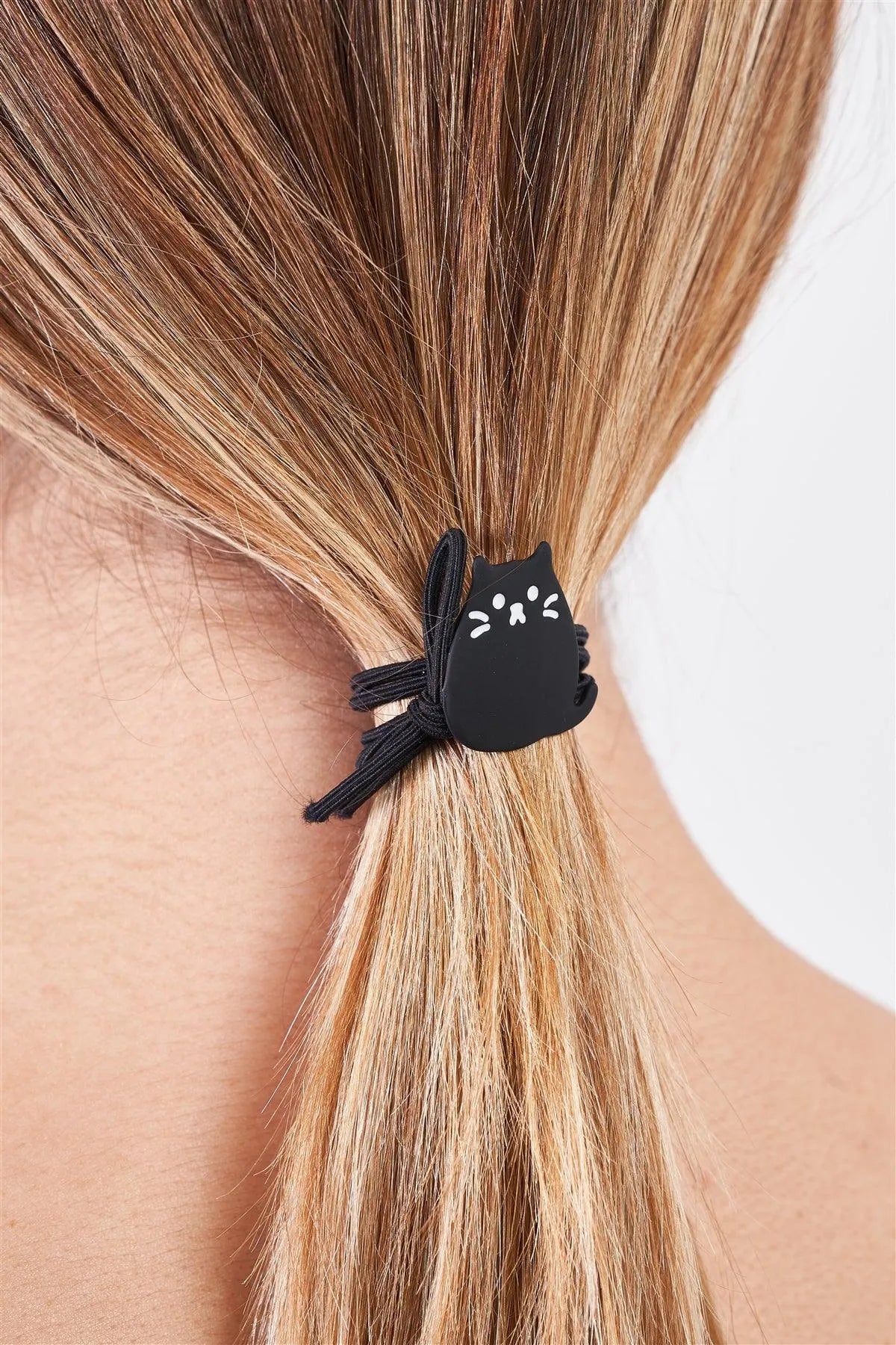 Black Kawaii Kitten Thin Elastic Hair Tie /3 Pieces