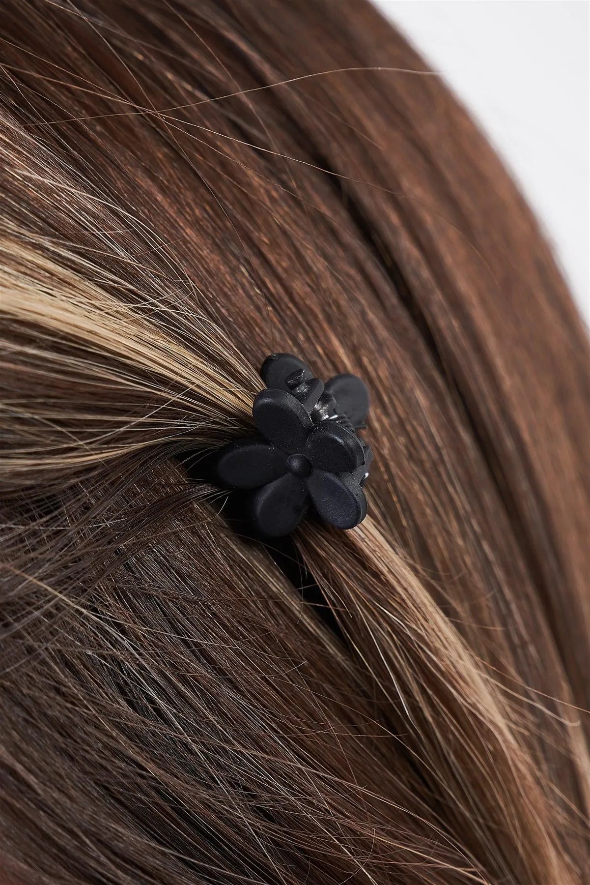 Black Flower Mini Claw Hair Clip / 3 Pieces
