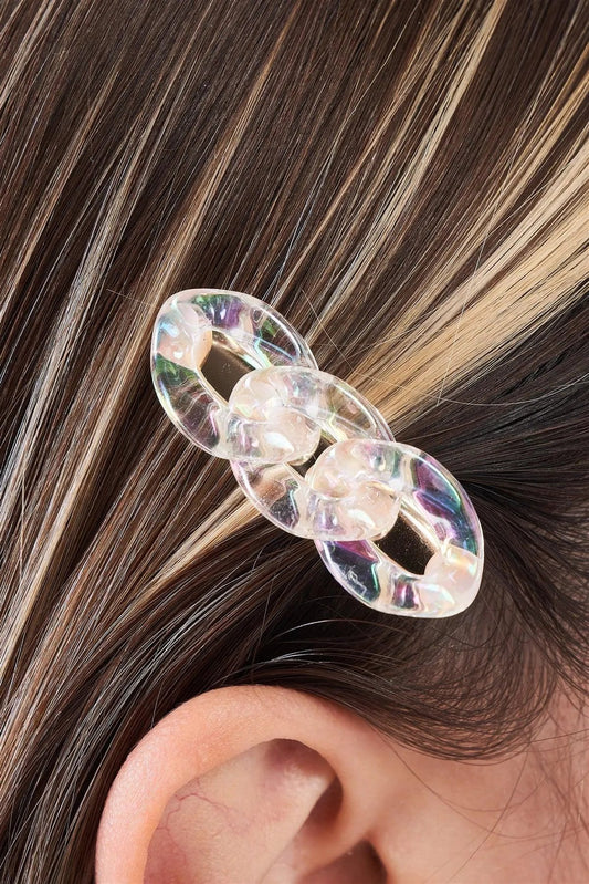 3pcs Clear Iridescent Chain Link Alligator Hair Clip