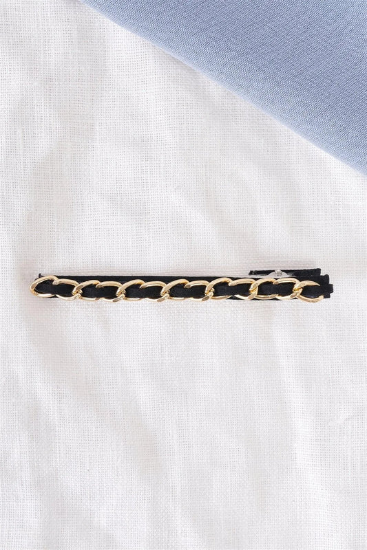 3pcs Black Velvet & Gold Chain Large Alligator Hair Clip