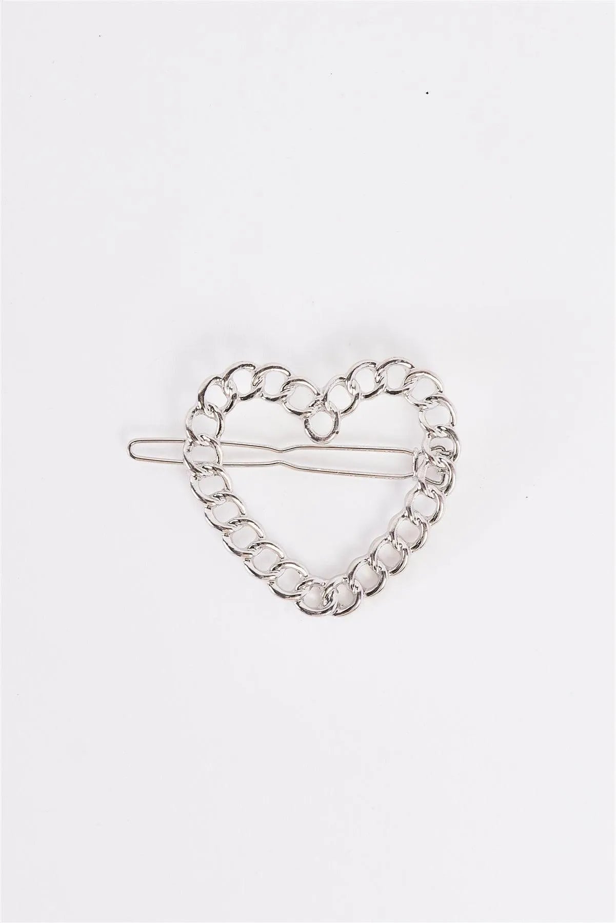 3pcs Silver Heart Chain Link Back Closure Hair Clip