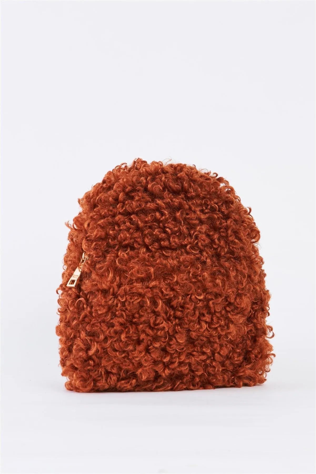 Adjustable Straps Fuzzy Faux Fur Teddy Plush Curly Fur Mini Backpack