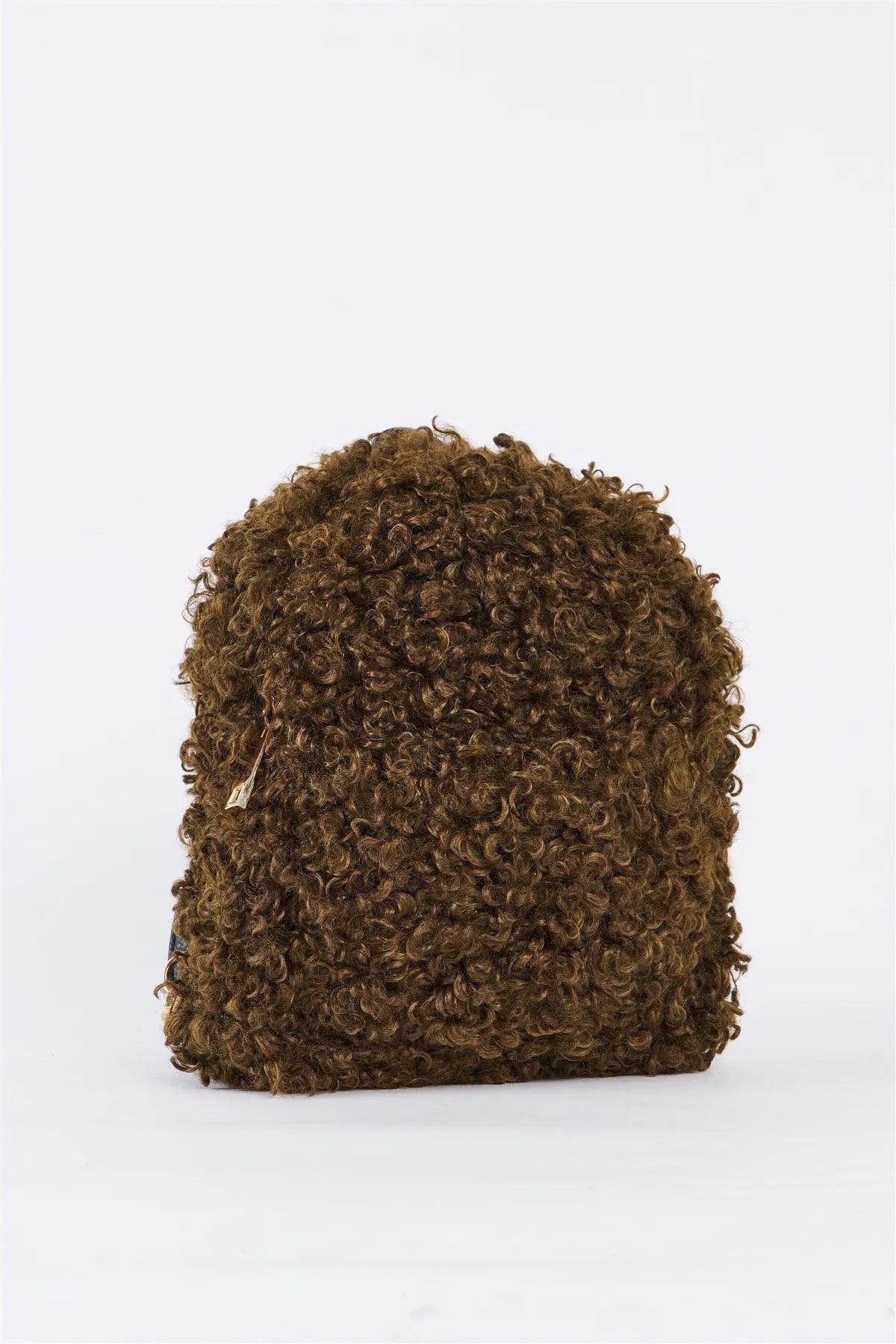 Adjustable Straps Fuzzy Faux Fur Teddy Plush Curly Fur Mini Backpack