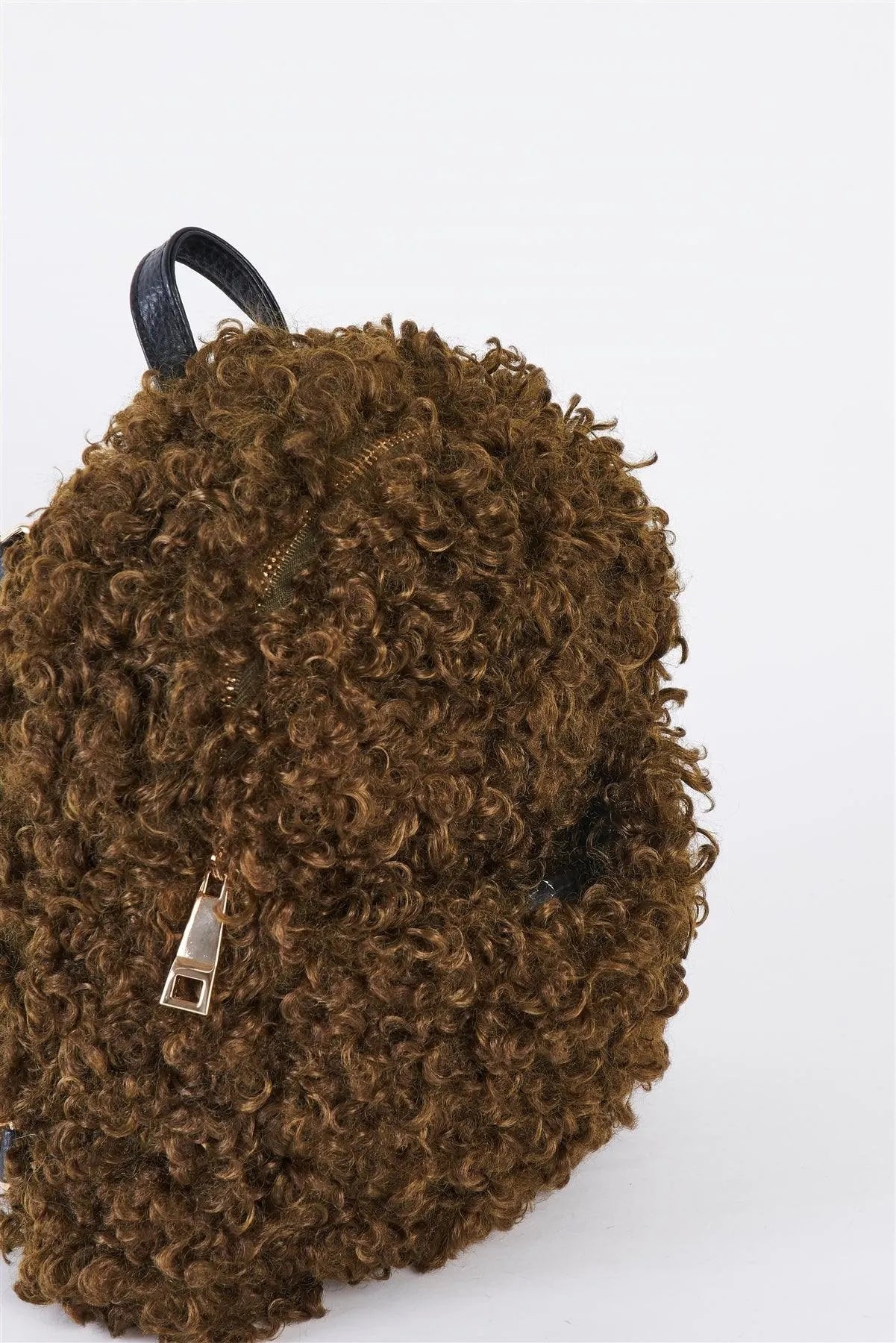 Adjustable Straps Fuzzy Faux Fur Teddy Plush Curly Fur Mini Backpack