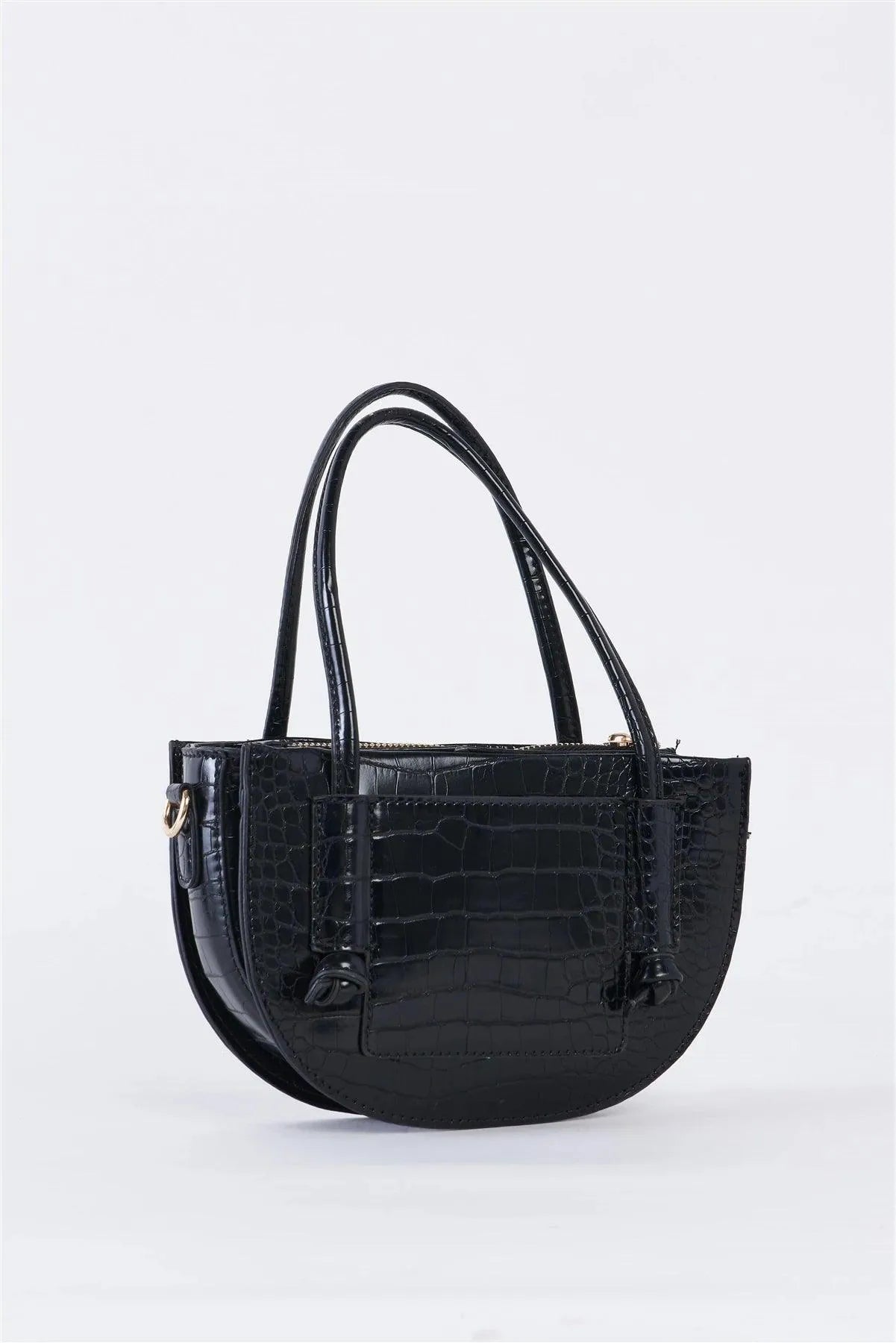 Black Crescent Faux Alligator Skin Shoulder Bag /1 Bag