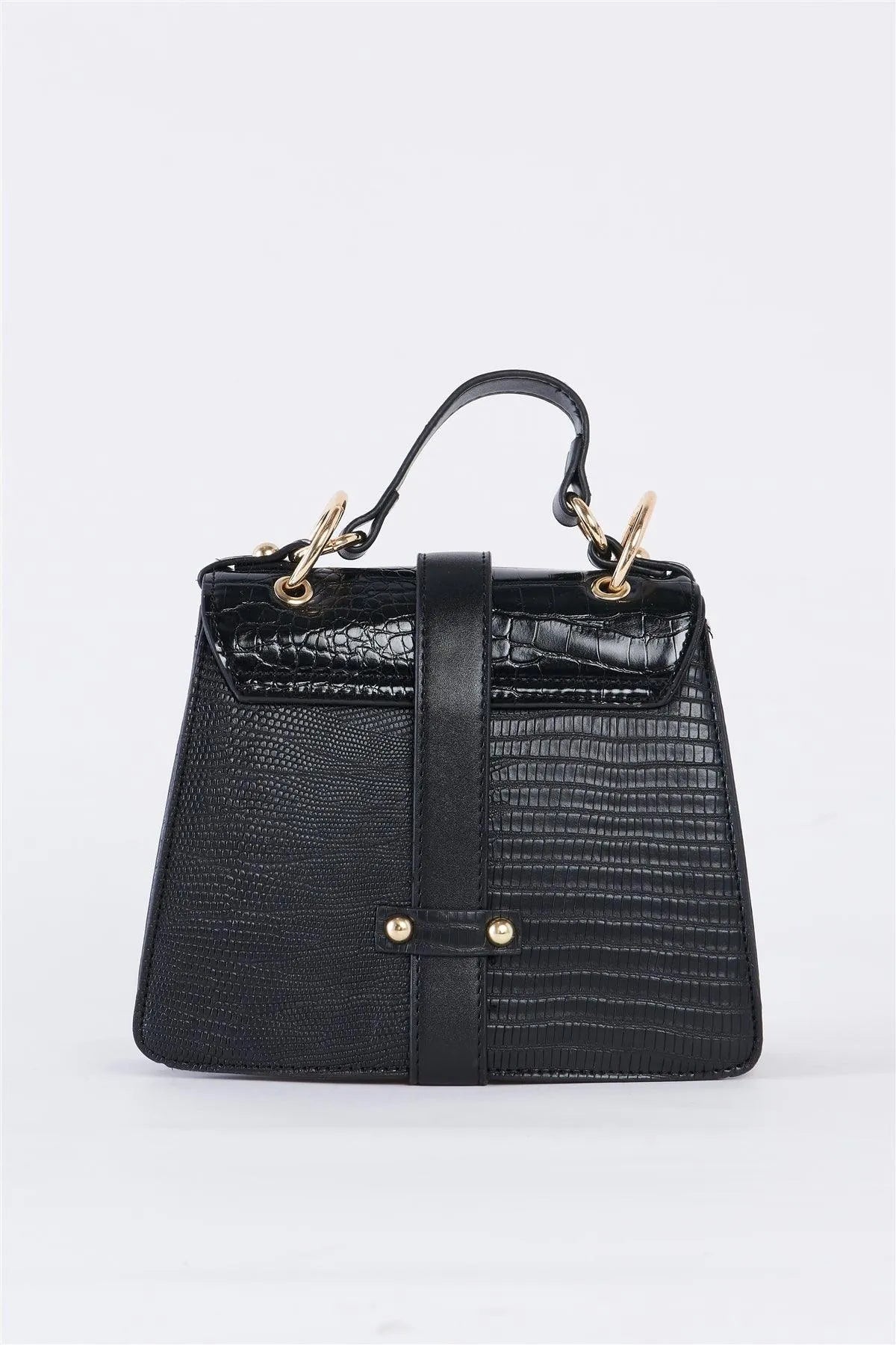 Black & Ivory Retro Inspired Alligator Vegan Leather Bag /3 Bags