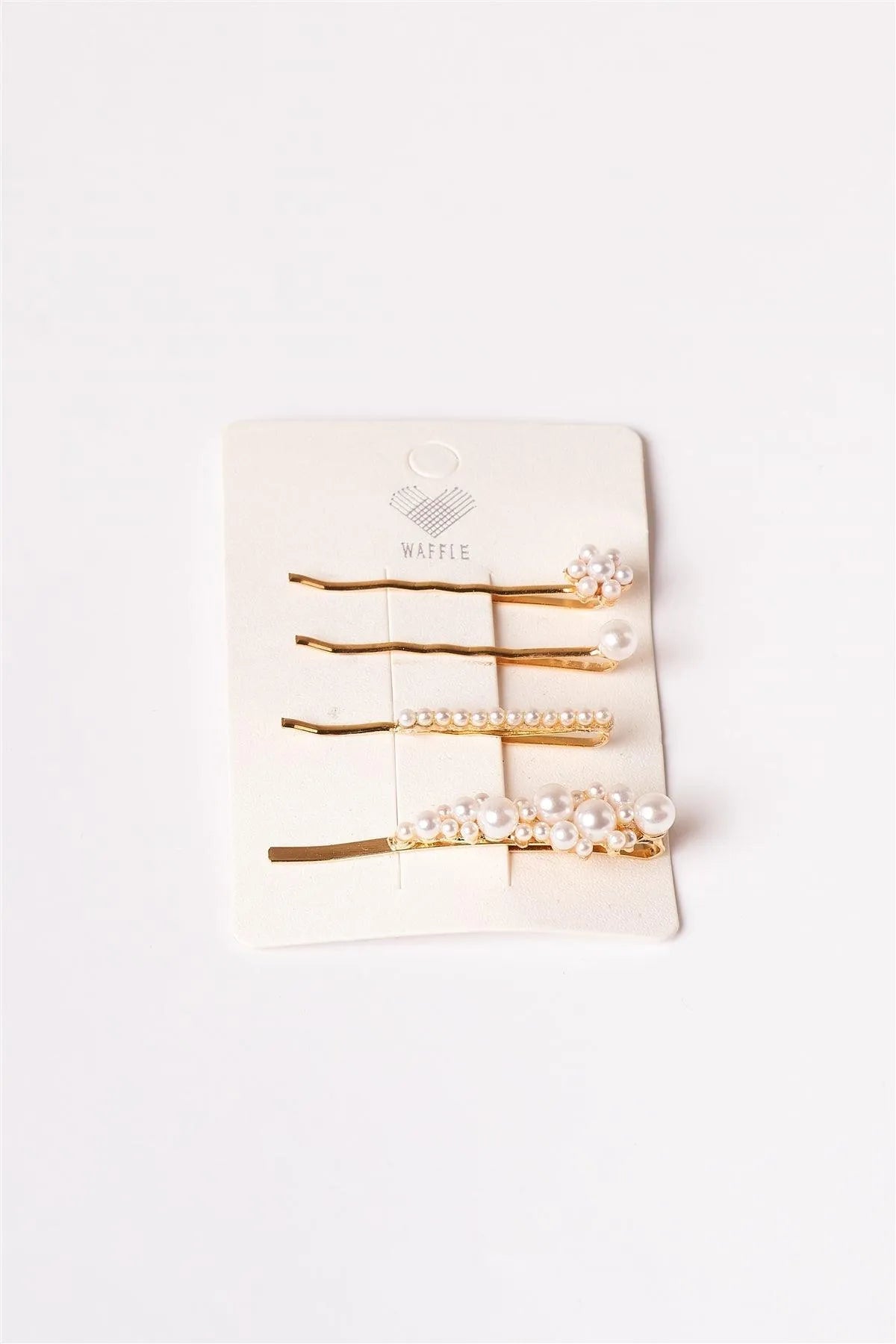 4pcs Gold Pearled Flower Bobby Pins