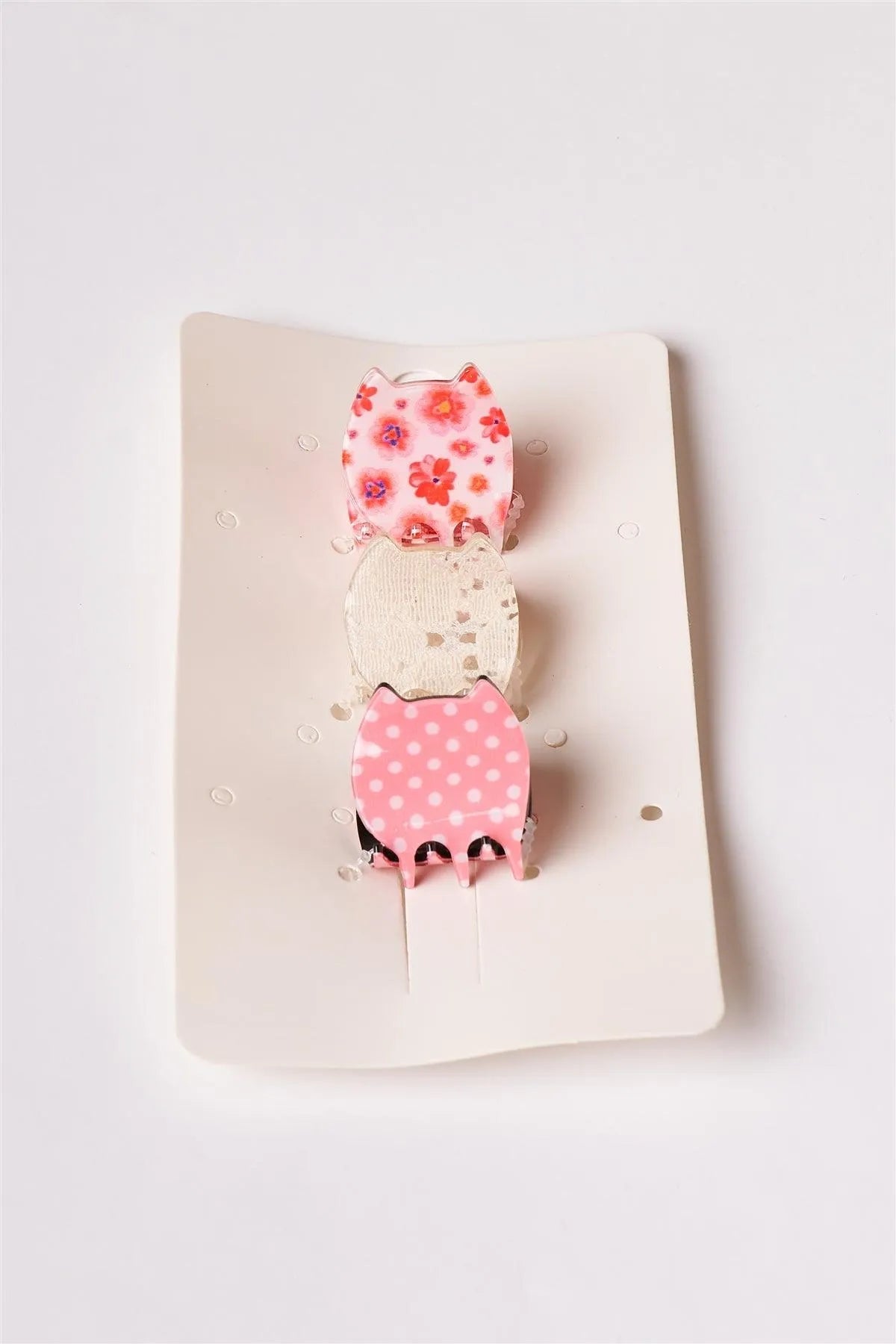 3pcs Pink Printed Mini Butterfly Hair Clips