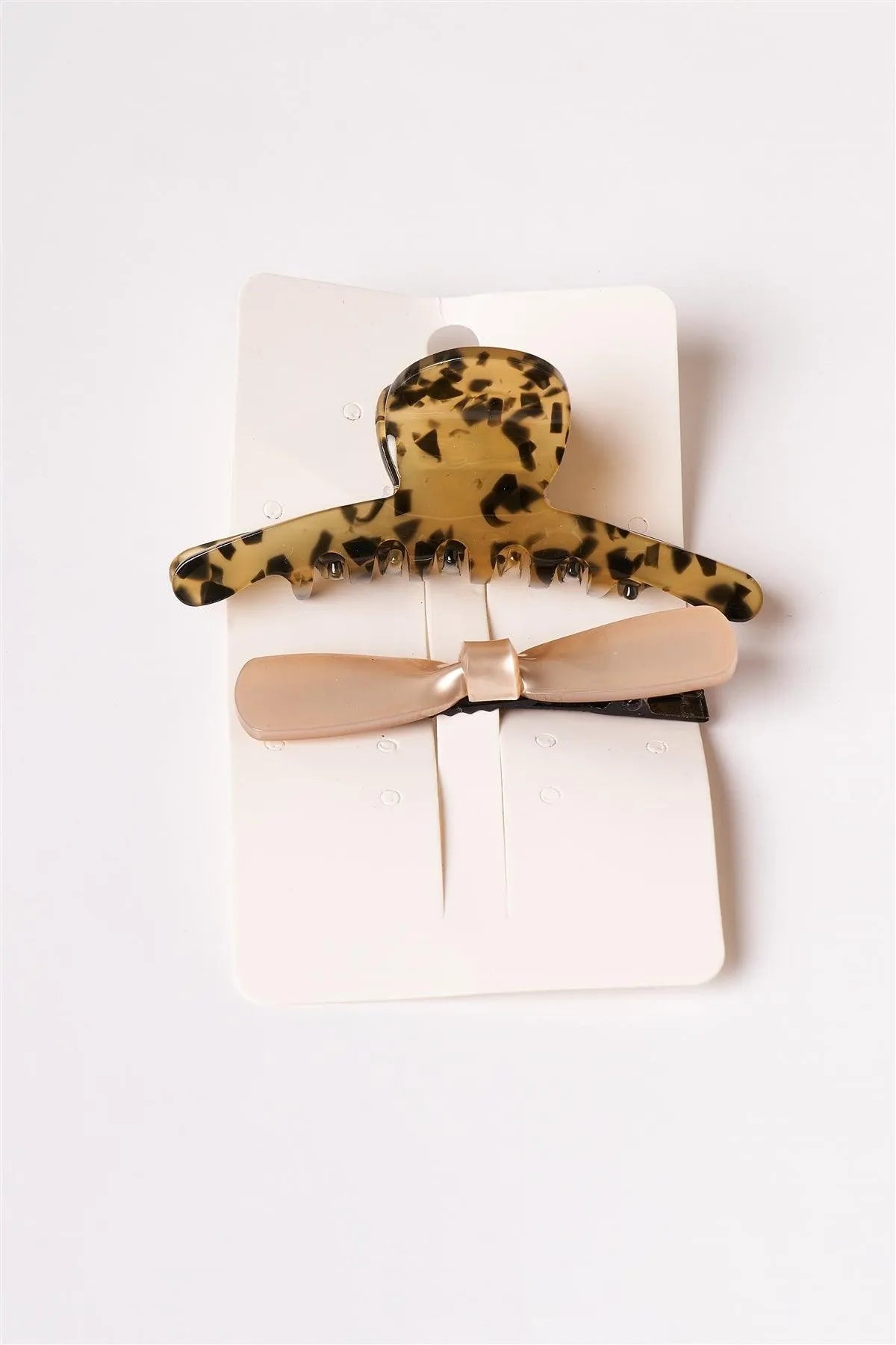 2pcs Cheetah Butterfly Clip With Icy Pink Bow Barrette