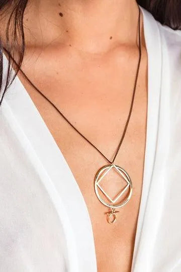 Black Gold Geometric Cut Out Pendant Necklace /6 pieces