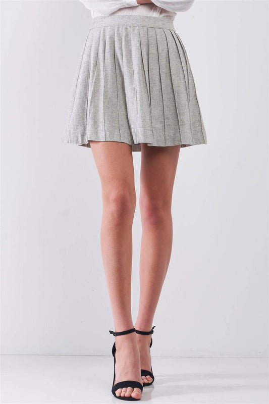 "Back To School" Woolen Pleated Flare Mini Skirt /1-3-2