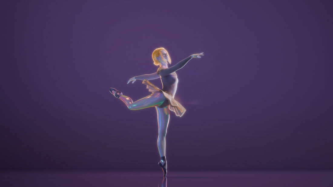 A ballerina poses gracefully in a dance.