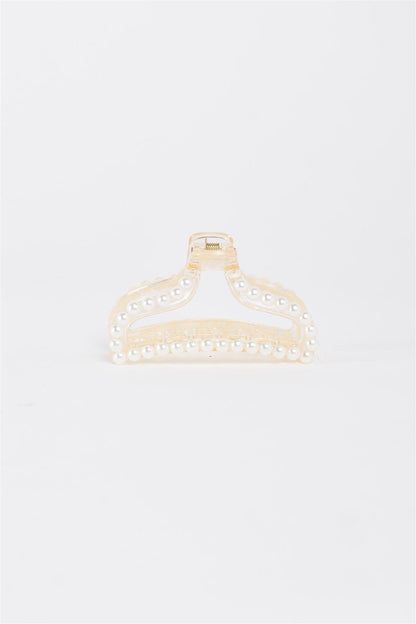 "Mermaid Tail" White & Pearl Large Hair Clip /3 Pieces