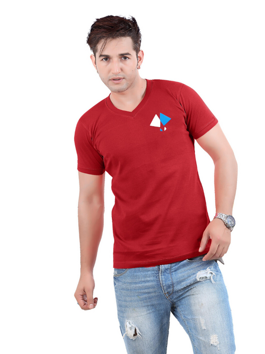 RED V-NECK  BRANDED T-SHIRT FOR MEN'S.