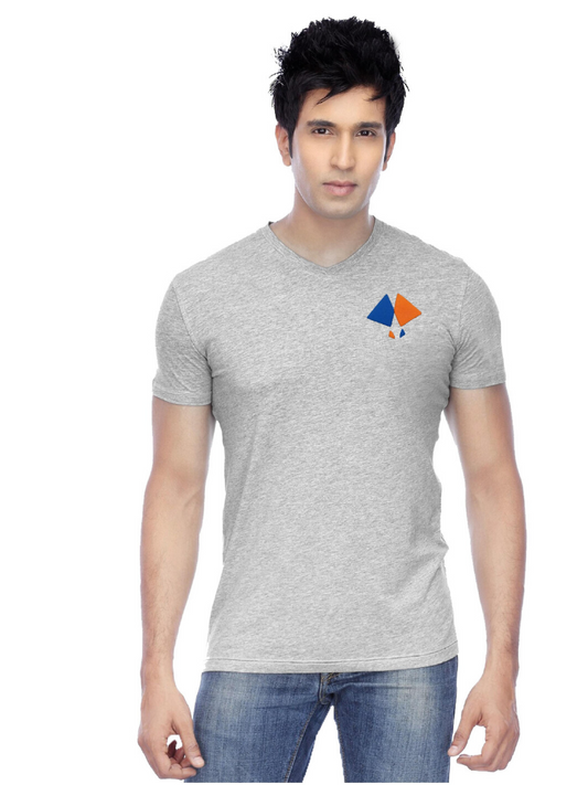 GREY V-NECK BLACKTREE LOGO T-SHIRT