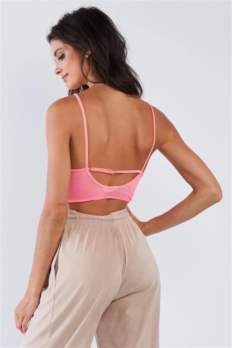 Baby Blue Floral Lace Cropped Cami Underwire Bralette