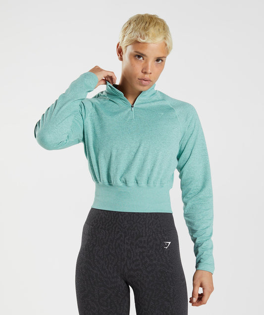 Gymshark 315 Long Sleeve Warmup Top - Pearl Blue/Winter Teal Marl