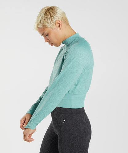 Gymshark 315 Long Sleeve Warmup Top - Pearl Blue/Winter Teal Marl