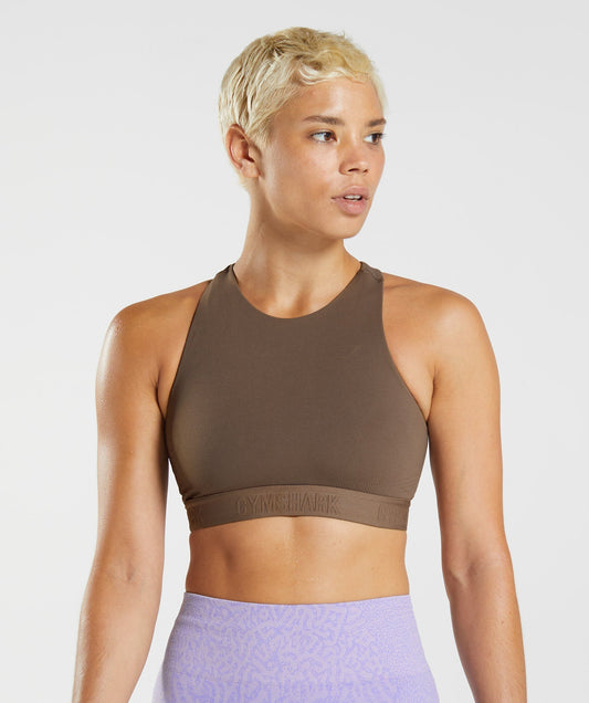 Gymshark 315 Performance High Neck Sports Bra - Soul Brown/Cement Brown