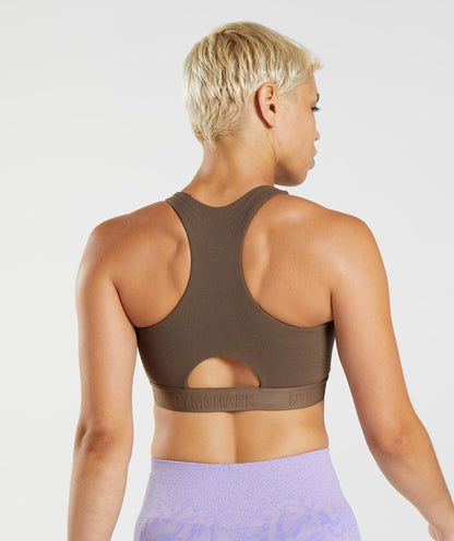 Gymshark 315 Performance High Neck Sports Bra - Soul Brown/Cement Brown