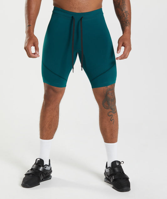 Gymshark 315 Seamless 1/2 Shorts - Winter Teal/Black