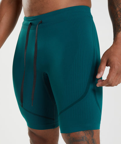 Gymshark 315 Seamless 1/2 Shorts - Winter Teal/Black