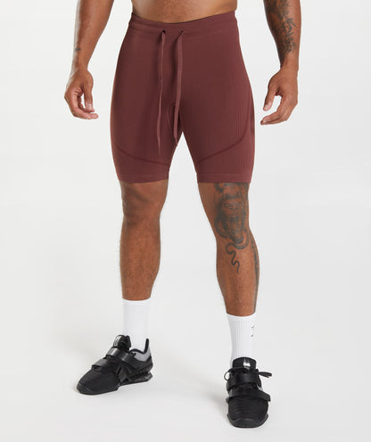 Gymshark 315 Seamless 1/2 Shorts - Cherry Brown/Athletic Maroon