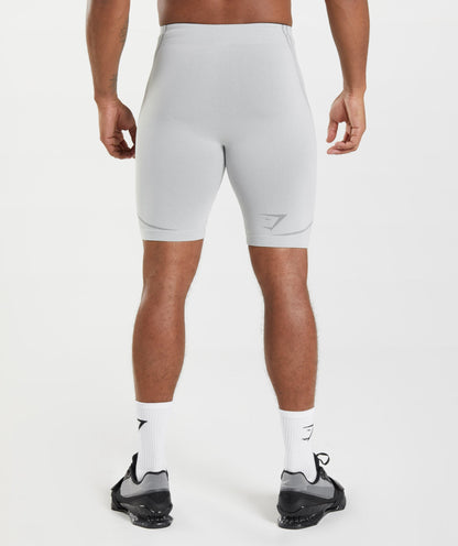 Gymshark 315 Seamless 1/2 Shorts - Light Grey/Charcoal Grey