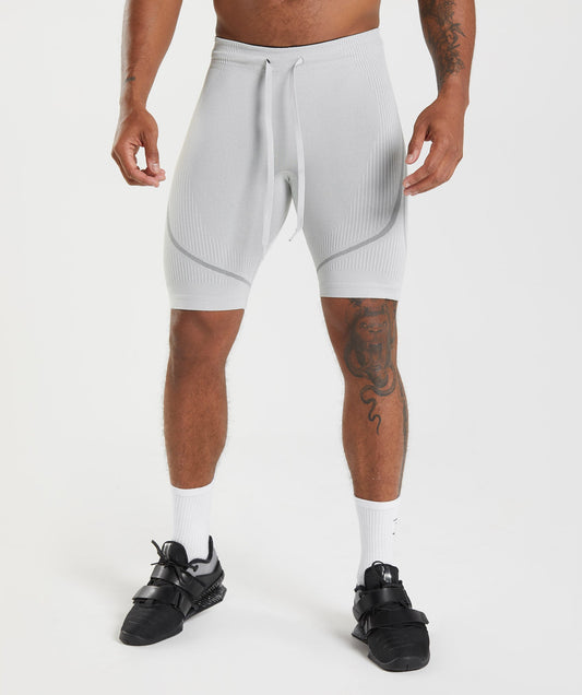 Gymshark 315 Seamless 1/2 Shorts - Light Grey/Charcoal Grey