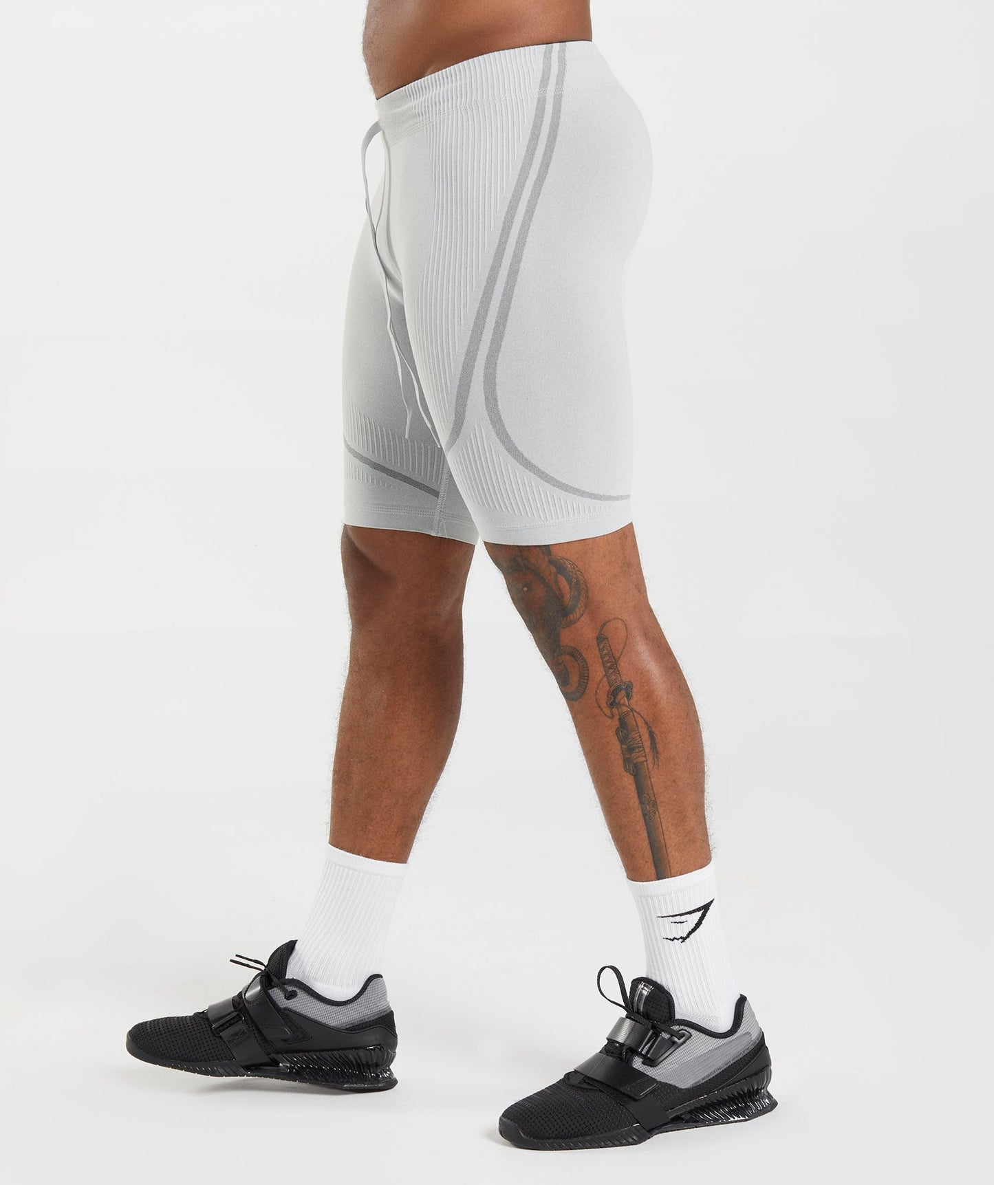 Gymshark 315 Seamless 1/2 Shorts - Light Grey/Charcoal Grey