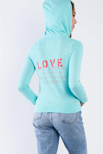 Aruba Casual Long Sleeve "Love" Zip Up Hoodie