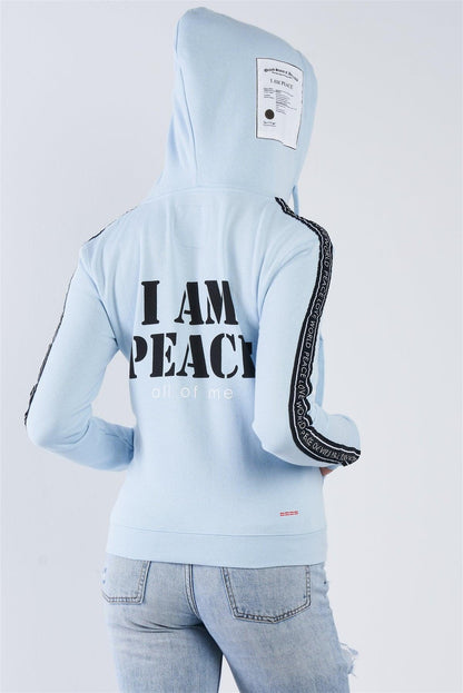 Baby Blue "I Am Peace, All Of Me" Graphic Hoodie