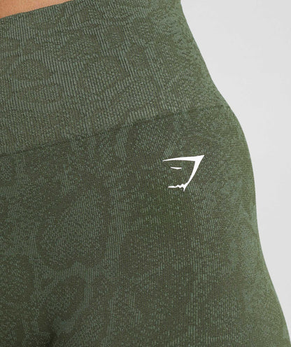 Gymshark Adapt Animal Seamless Cycling Shorts - Willow Green/Core Olive