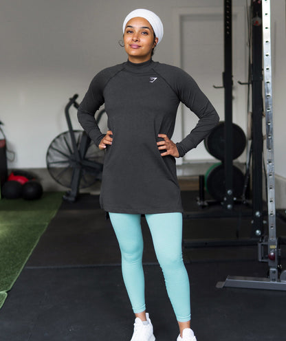 Gymshark Vital Seamless Long Line Top - Black Marl
