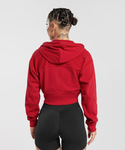 GS Power Crop Zip Hoodie - Carmine Red