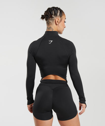 GS Power Midi Zip Up Jacket - Black