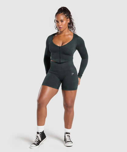 Gymshark Gains Seamless Washed Zip Up Jacket - Black