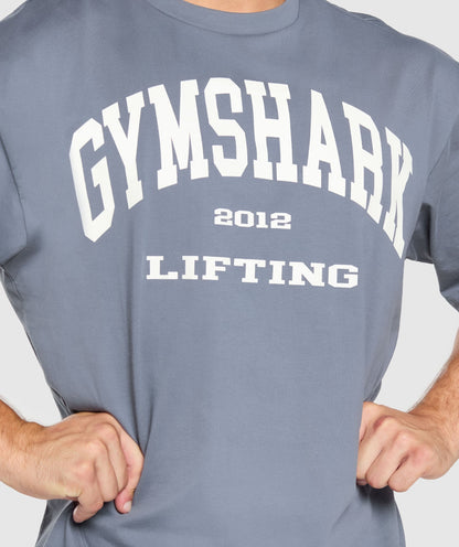 Gymshark 2012 Lifting Oversized T-Shirt - Iron Blue