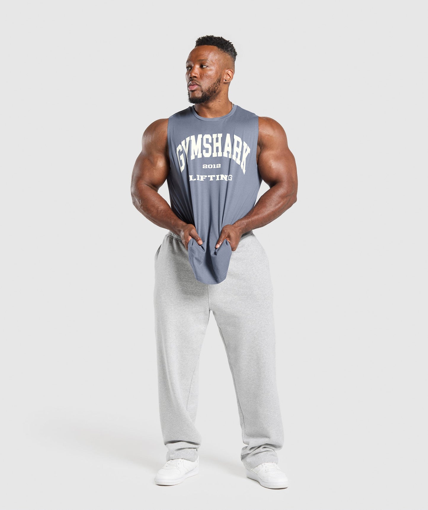 Gymshark 2012 Lifting Cut off Tank - Iron Blue