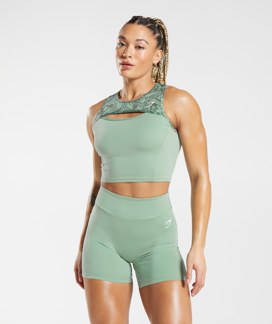 GS Power Crop Tank - Willow Green/Desert Sage Green