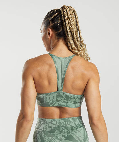 GS Power Sports Bra - Sage Green Print