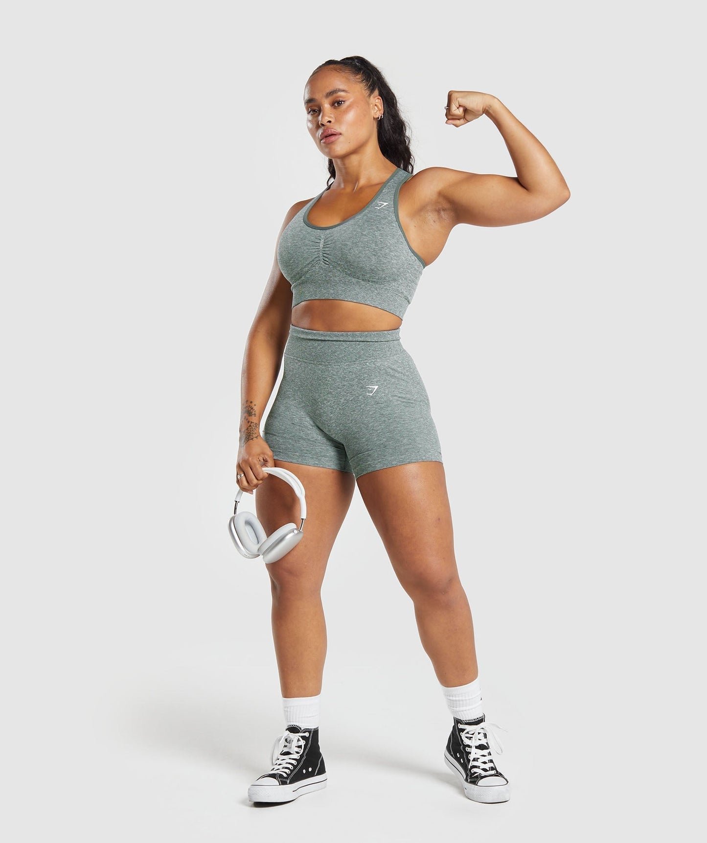 DNU - Gymshark Lift Seamless Sports Bra - Slate Teal/White Marl