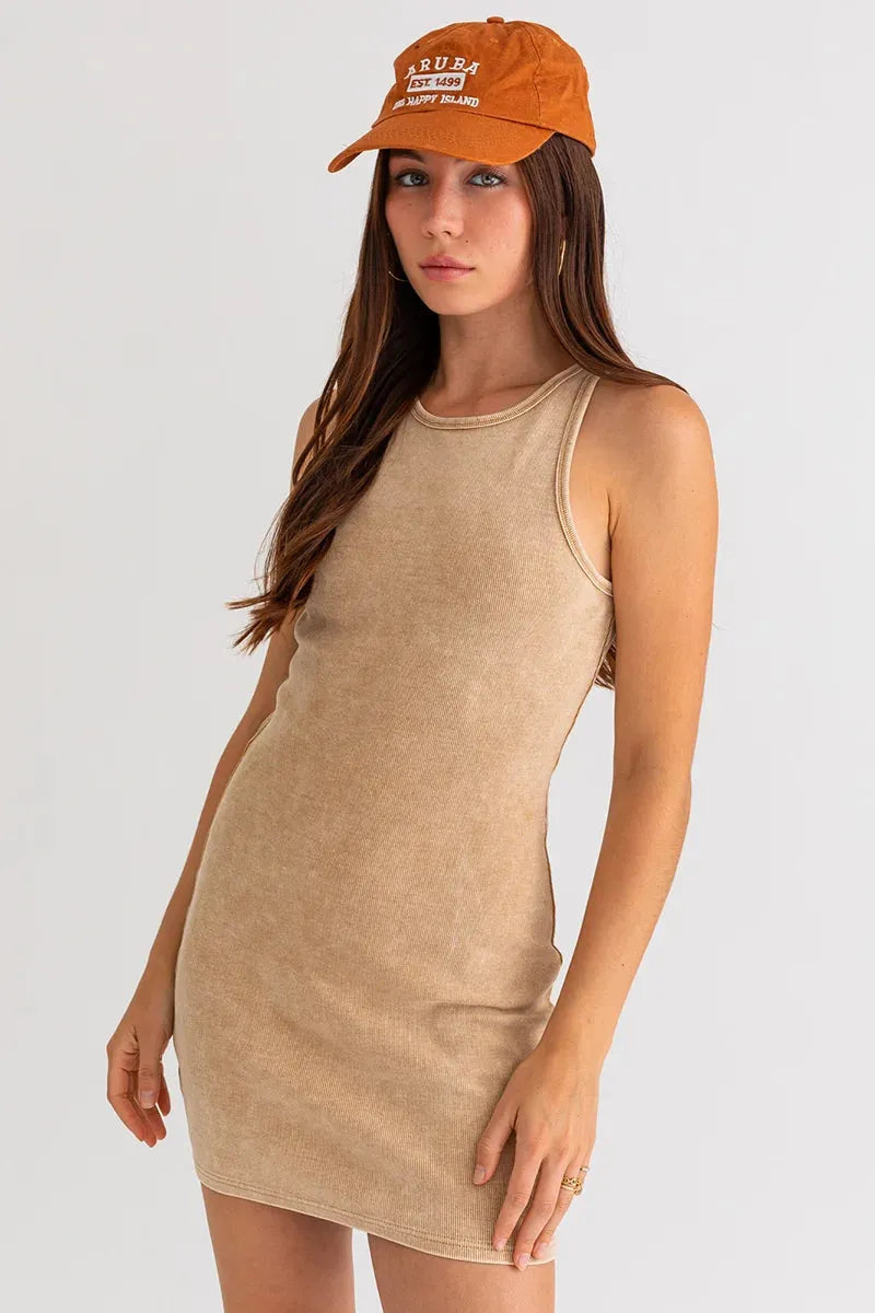 Binding Tank Washed Rib Mini Dress