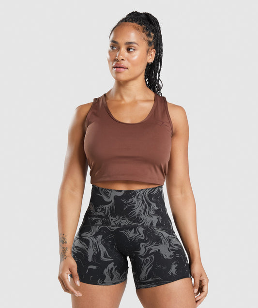 GS Power Open Back Cropped Tank - Cherry Brown
