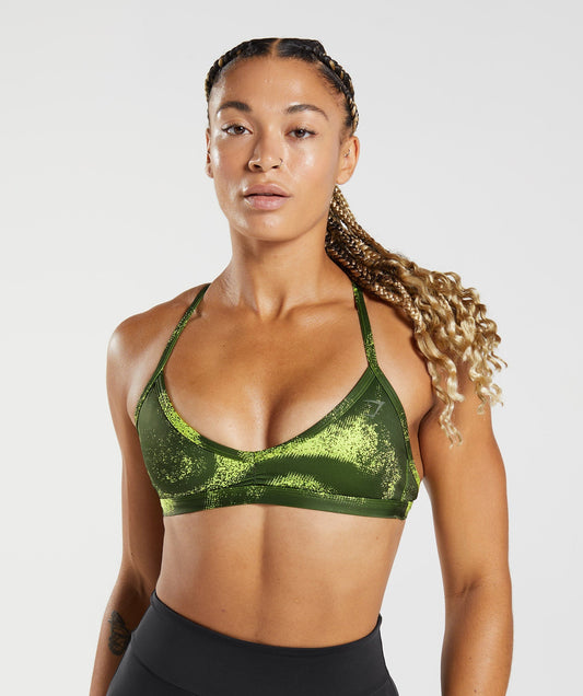 GS Power Minimal Sports Bra - Moss Olive Print